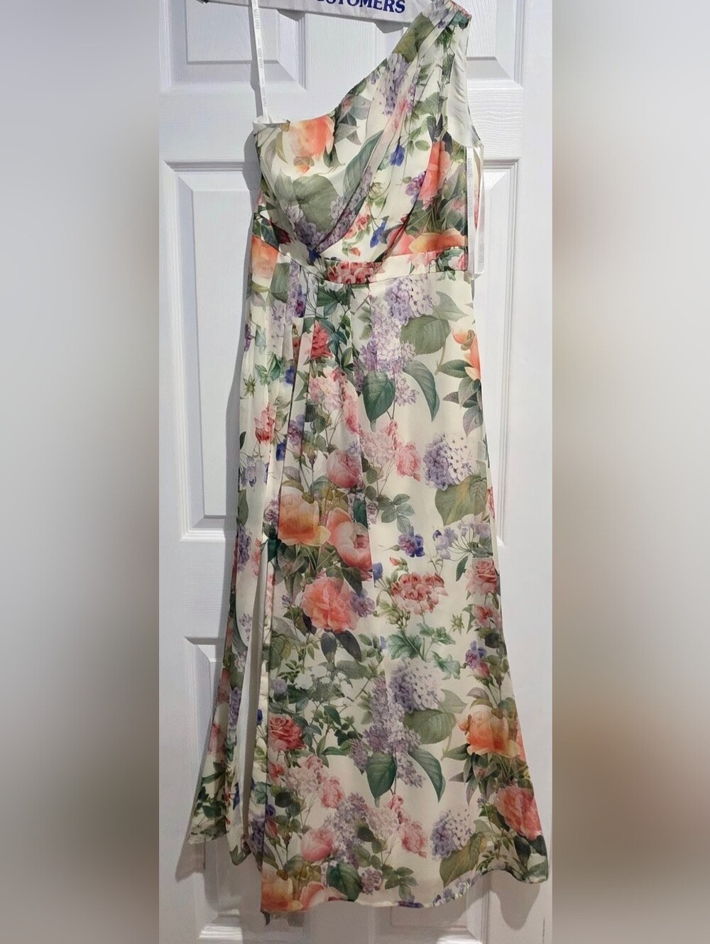 Cream Floral One-Shoulder Maxi Skirt